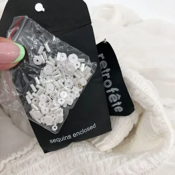 RETROFETE CHLOE EMBELLISHED SILK CHIFFON‎ DRESS WHITE XS - Picture 12 of 14